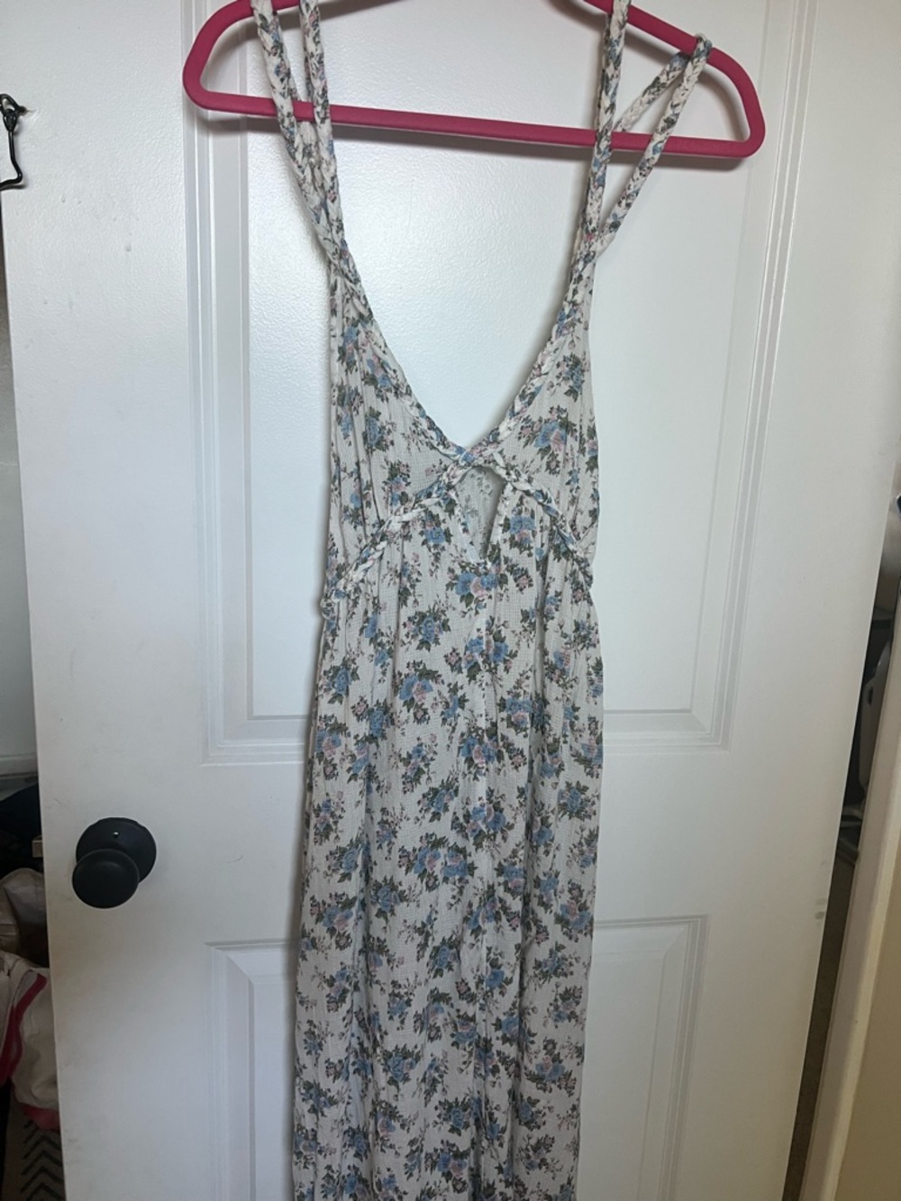 ASOS Cream Maxi Dress with Blue Floral Print